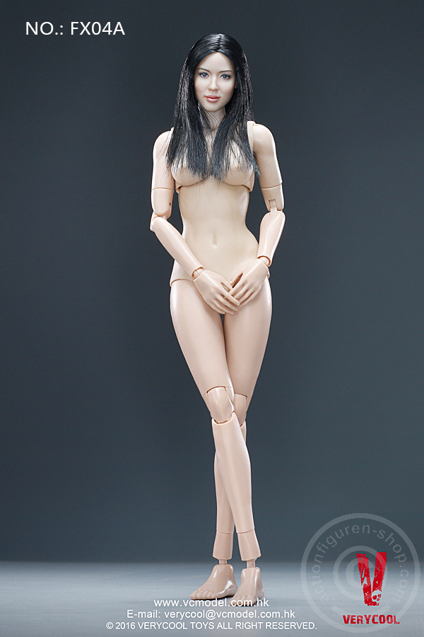 VCFX04A-01 Female Body with Head - schwarze glatte Haare