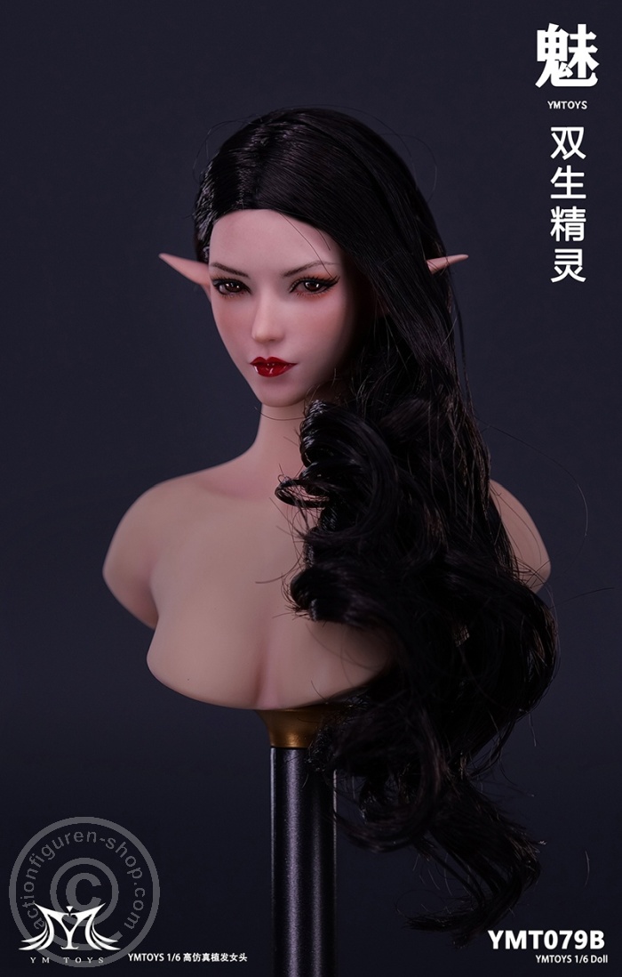 Elf Girl - Head - long black Hair