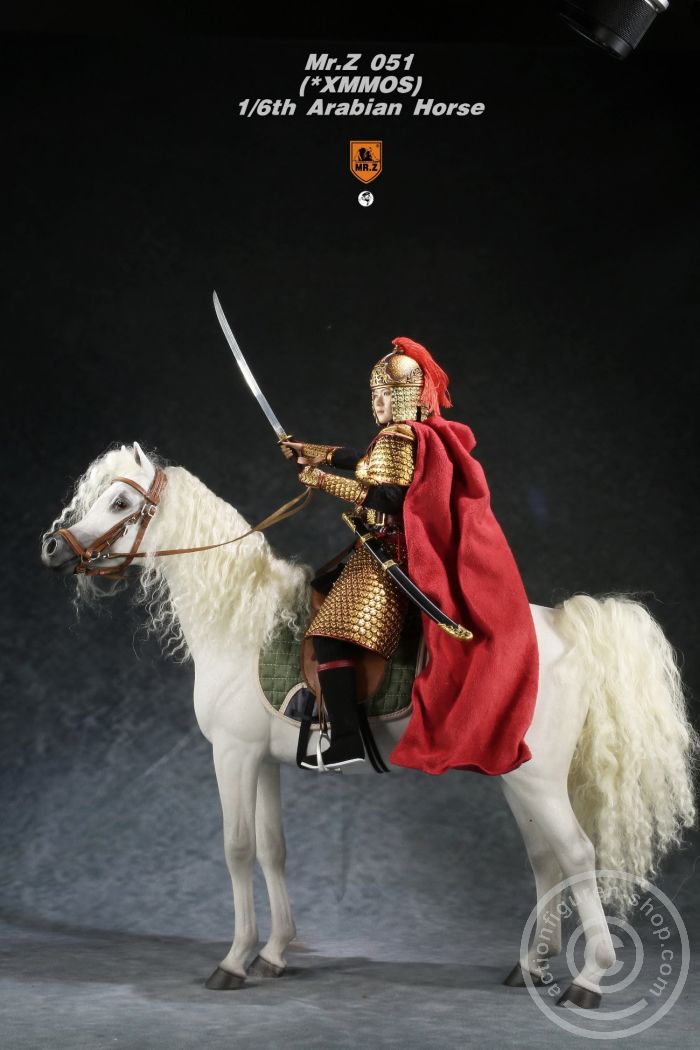 MRZ051-05-08 Arabian Horse w/ full European Harness - white