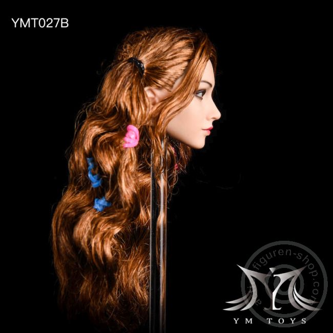 Kopf - brown long curly Hair w/ Braids