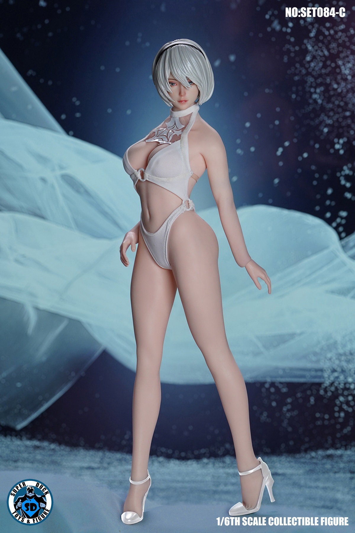 Sexy Robotic Android - Head & Outfit Set - White