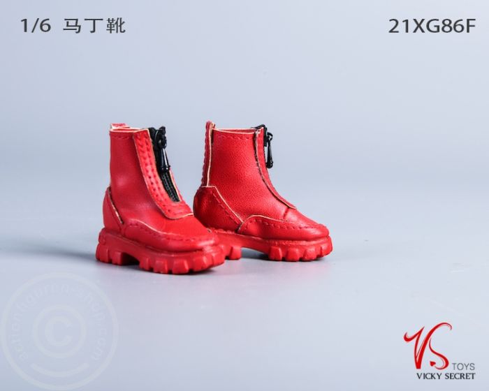 Zipper Martin Boots - Female - red