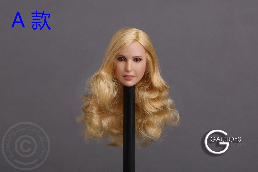 Female Head - gold-blond long curly Hair