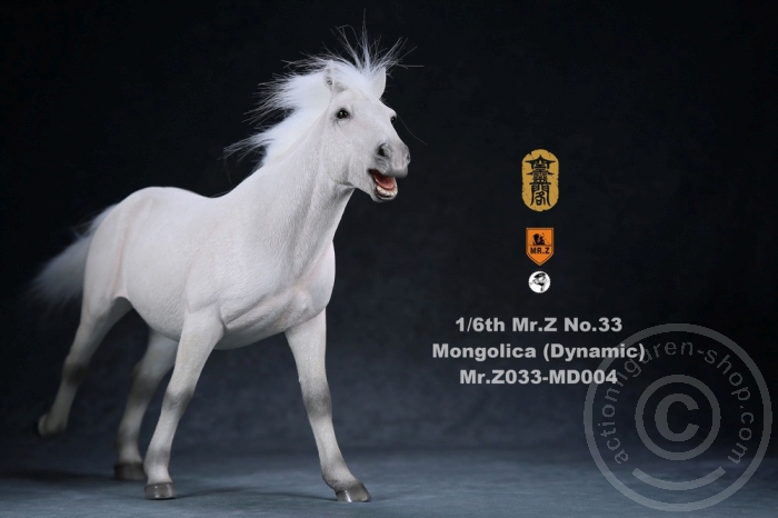 Mongolisches Pferd (in bewegter Pose) - weiß