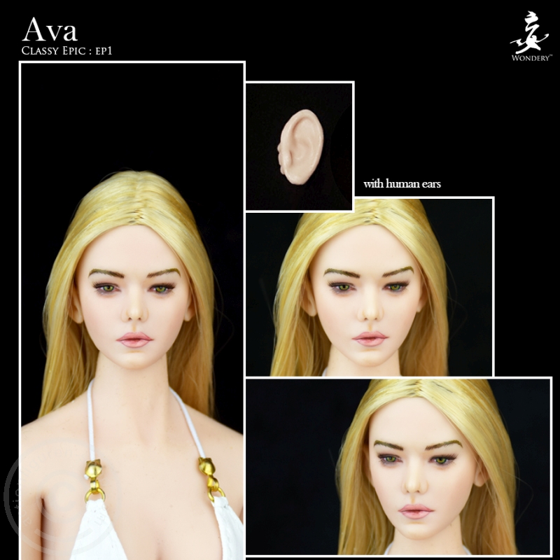 Ava - Kopf - blonde Haare - 2 paar Ohren