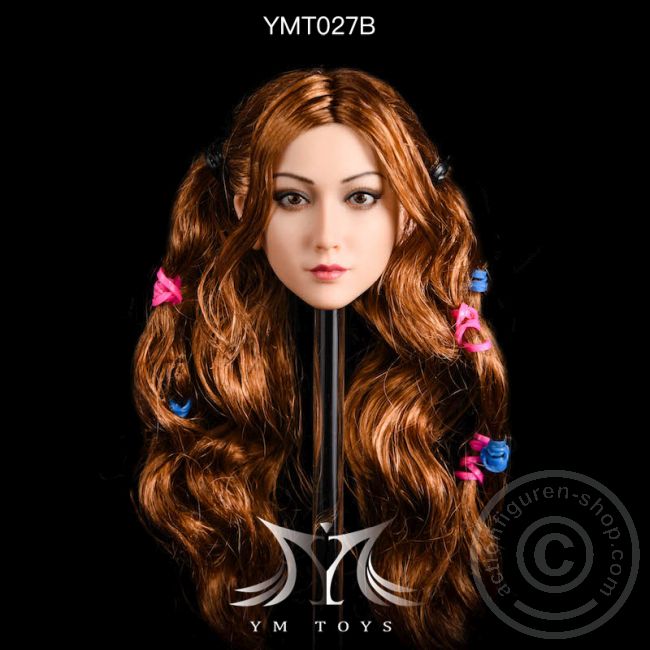 Kopf - brown long curly Hair w/ Braids