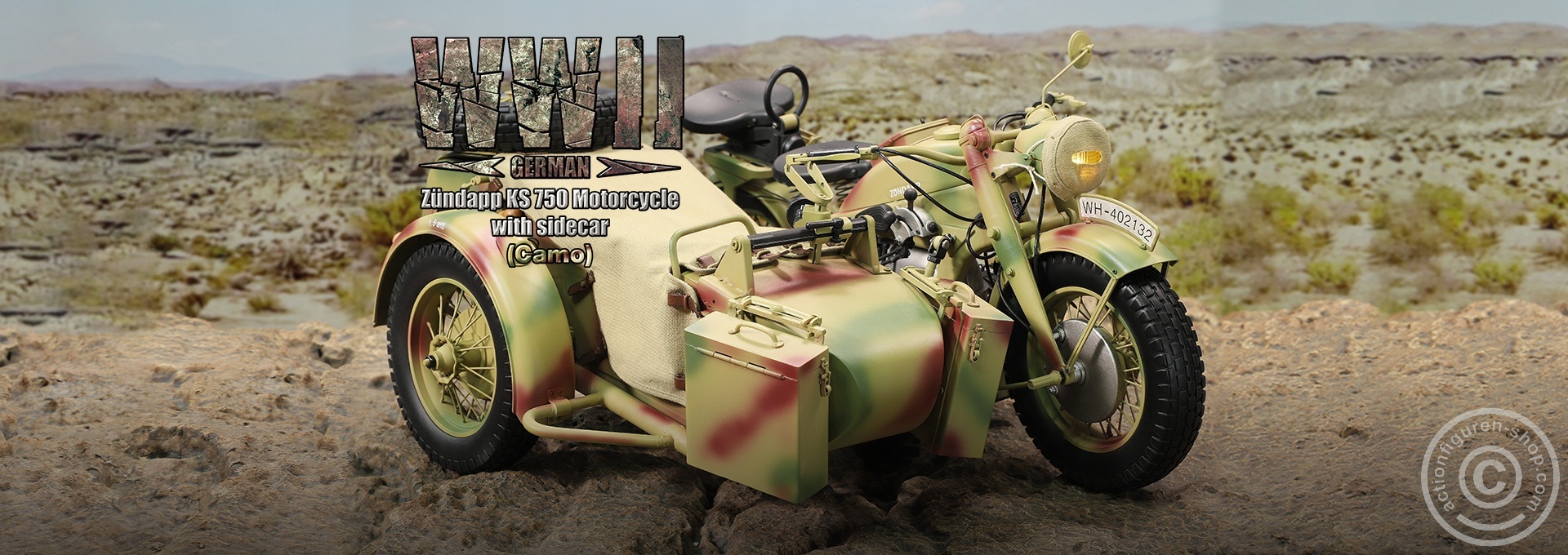 German Zündapp KS 750 Motorcycle with sidecar (Camo) - in 1/6 scale