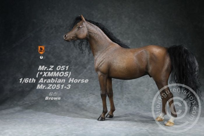 MRZ051-03-08 Arabian Horse w/ full European Harness - dark-brown