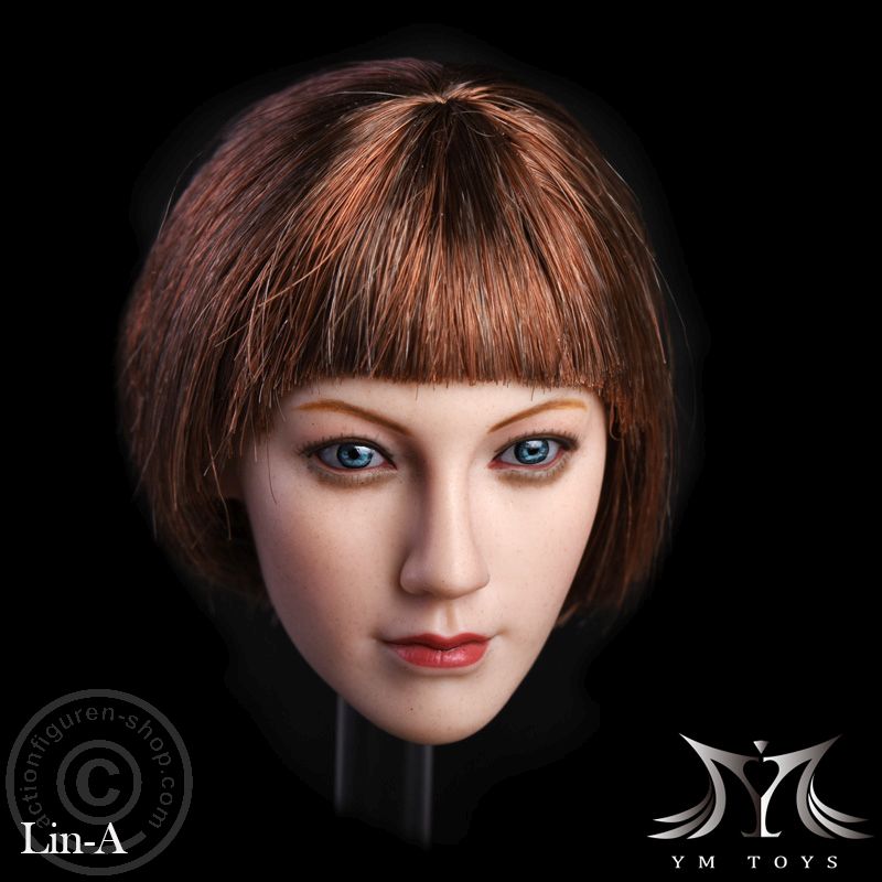 Asian Female Head - short brown Hair