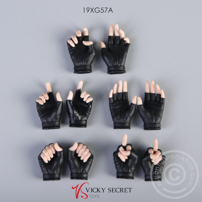 Half-Gloved Hand Set for female Bodys/Figures - black