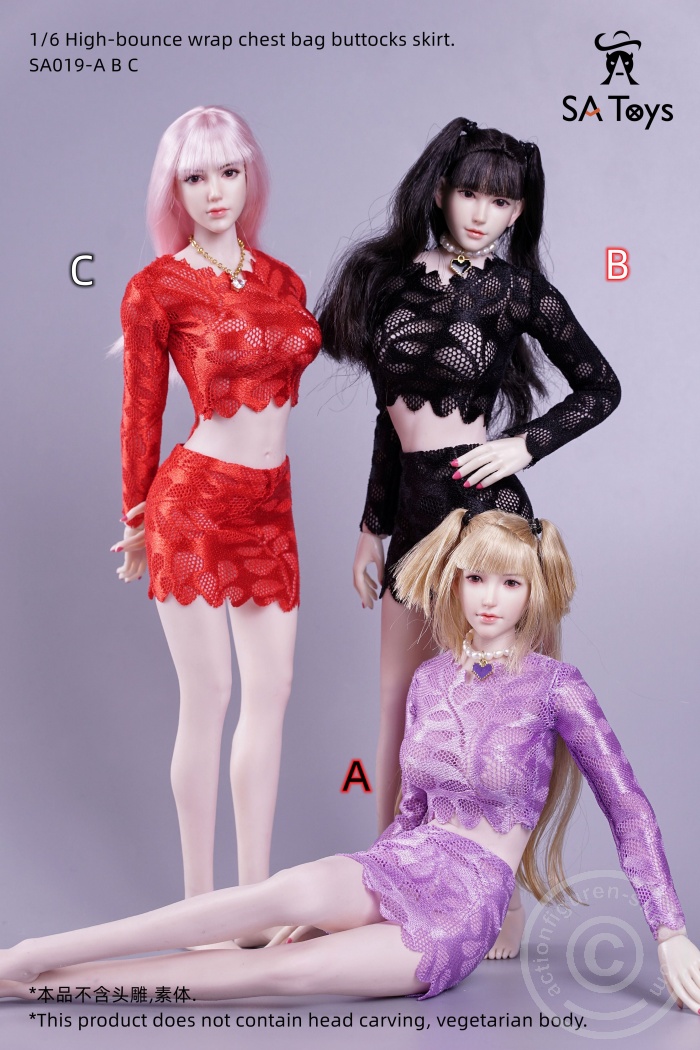 Flower Lace Shirt & Skirt Dress - red
