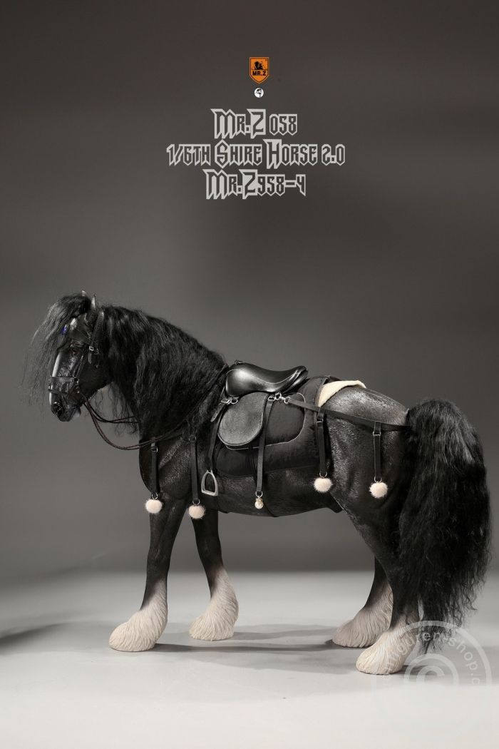 MRZ058-4-04 Shire Horse w/ Harness - black/white