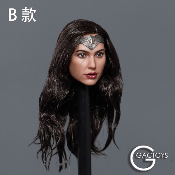 Female Head mid long black Hair w/ Crown