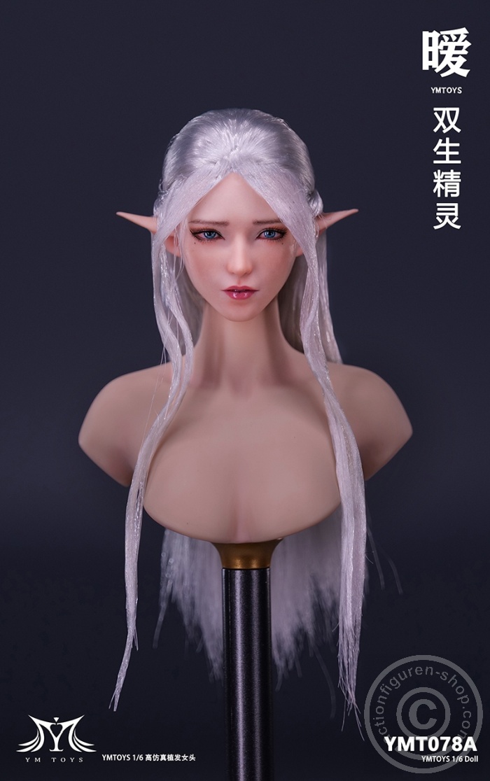 Elf Girl - Head - long white Hair - 2 pairs of ears