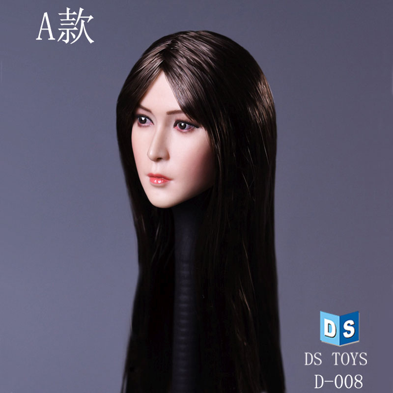 DSTD008A-03bVPXhGkxvXOuR Female Head - long Black-Brown Hair