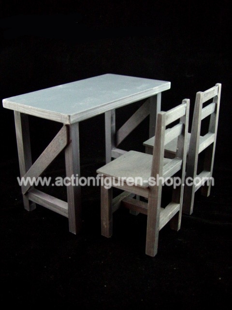 Tisch mit 2 Stühlen - Holz (grau)