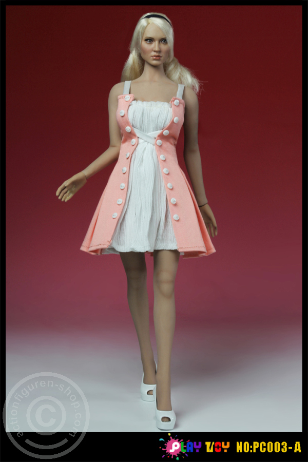 Kleid mit High Heels - pink/weiß