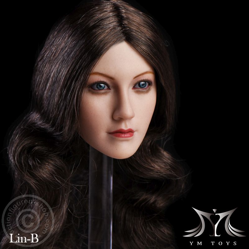 Asian Female Head - long dark-brown Hair