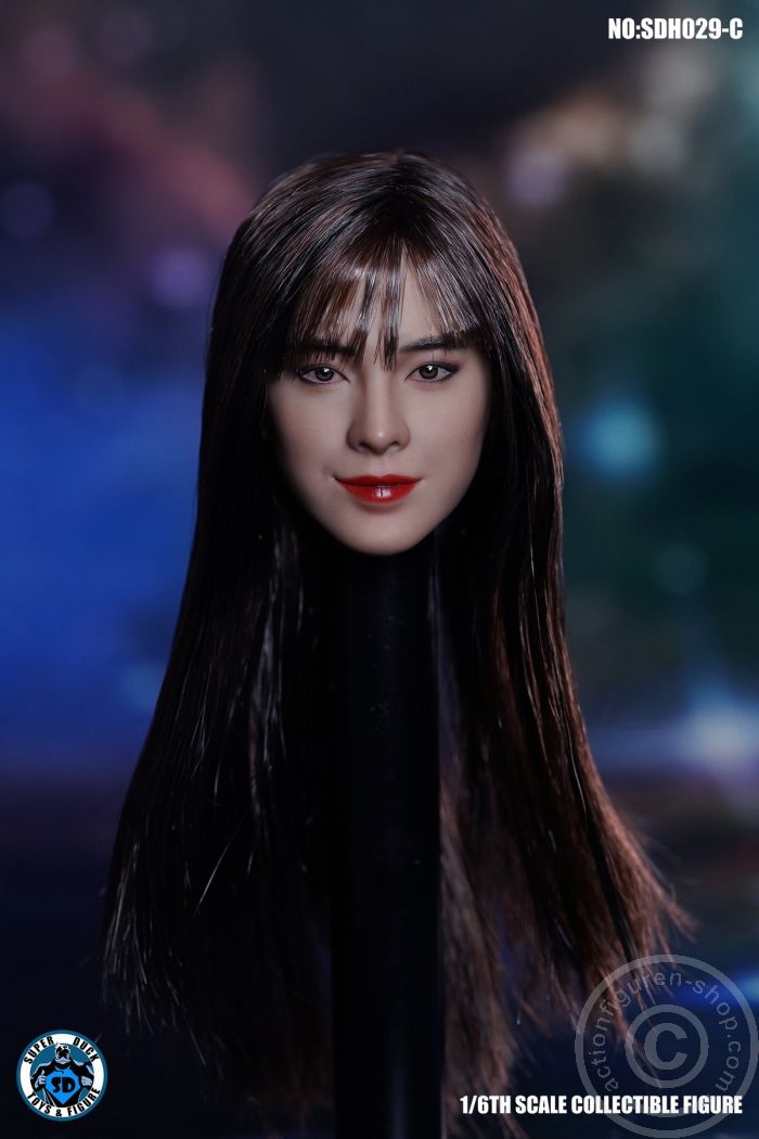 Female Head - long black-brown Hair