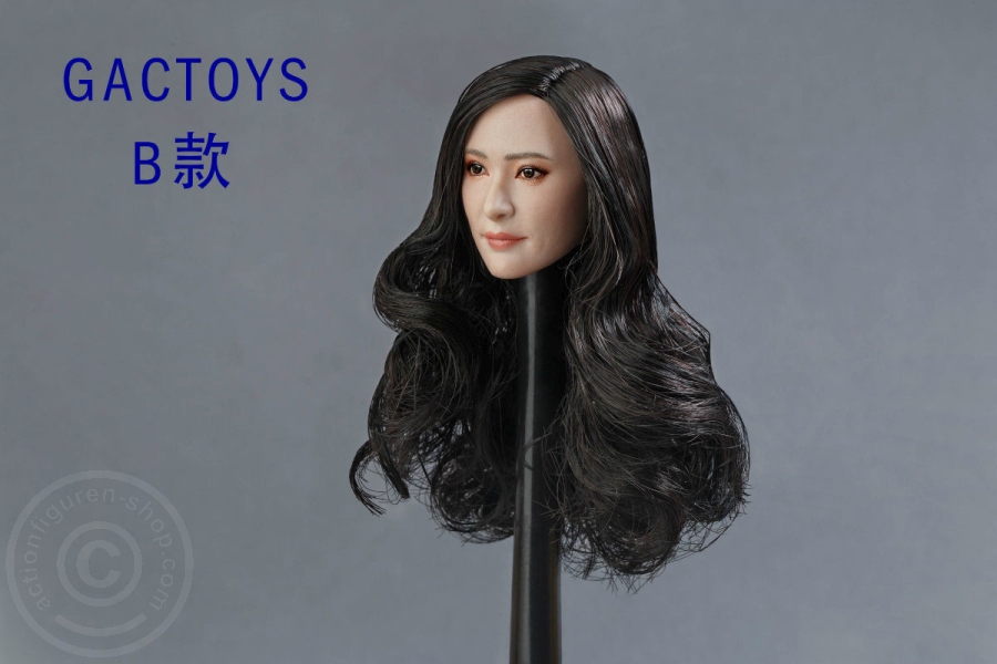 Female Head - black long curly Hair