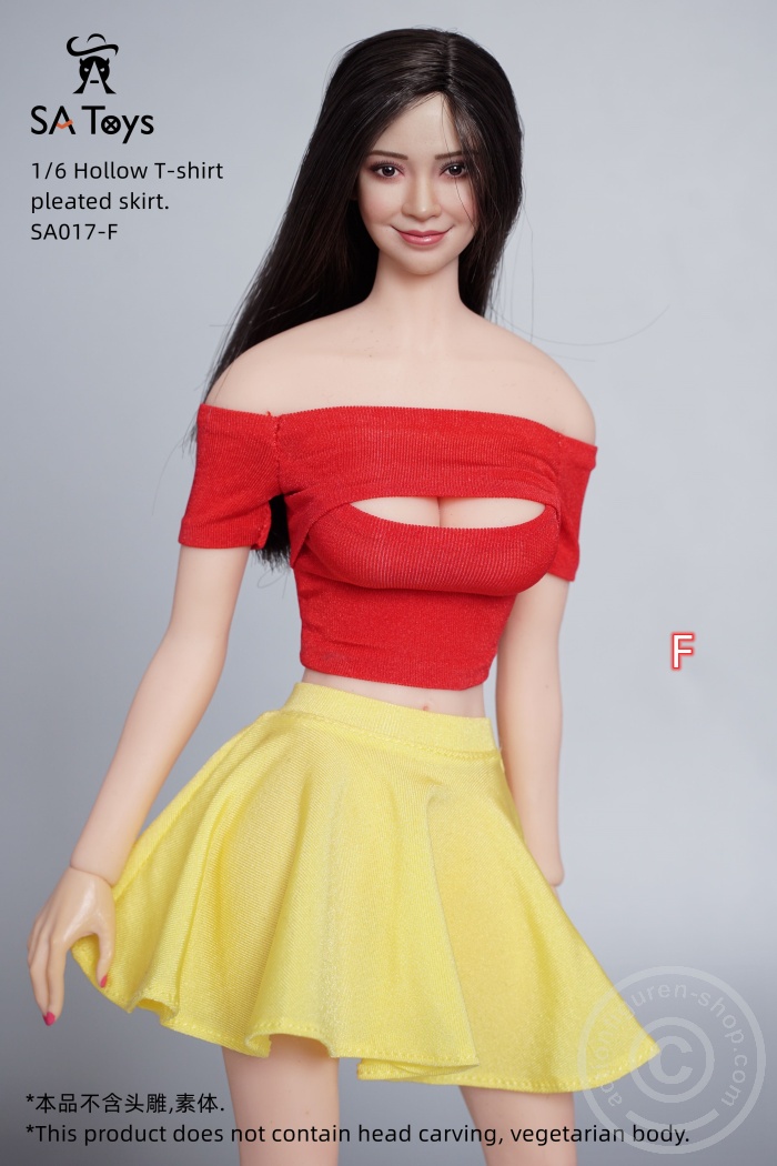 Strapless Hollow Top w/ Skirt - red/yellow