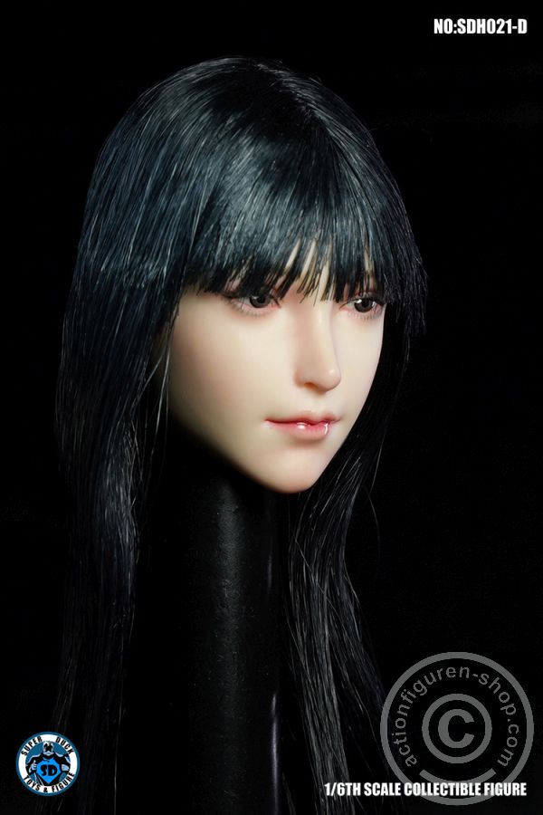 Female Head w/ detachable Elf-Ears - black long Hair
