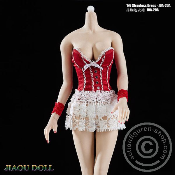 Strapless Lace Dress - red/white