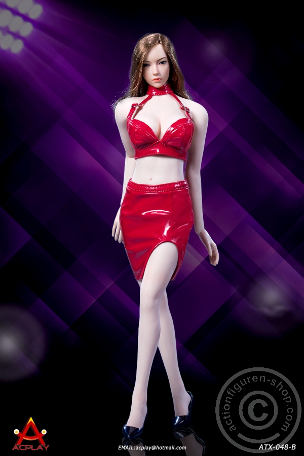 ACP048B-02 Sexy Lady Leather Suit - red