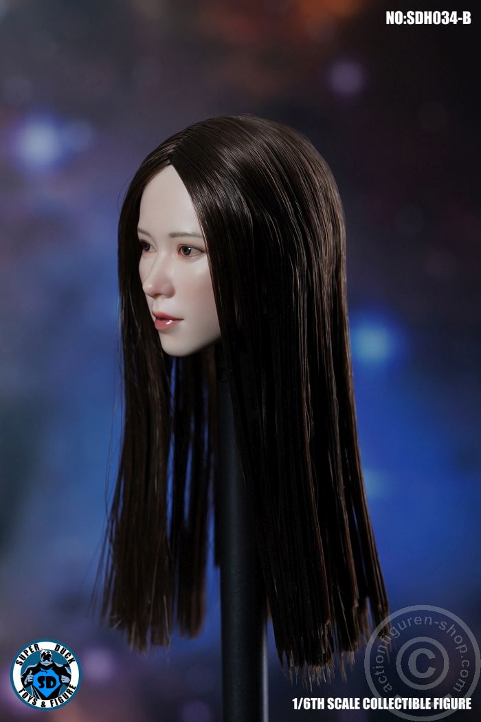 Female Head - long dark-brown Hair Female Head - long dark-brown Hair