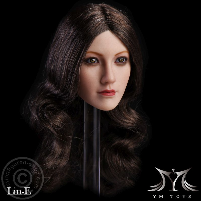 Asian Female Head - long dark-brown Hair