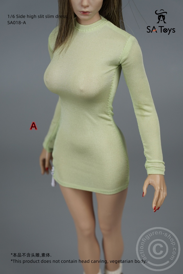 SATSA018A-02 Side Zipper Tight Dress - light Cyan