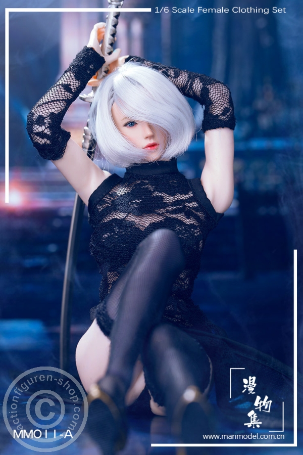 MaM11A-04 MISS Lace Cheongsam Set - schwarz