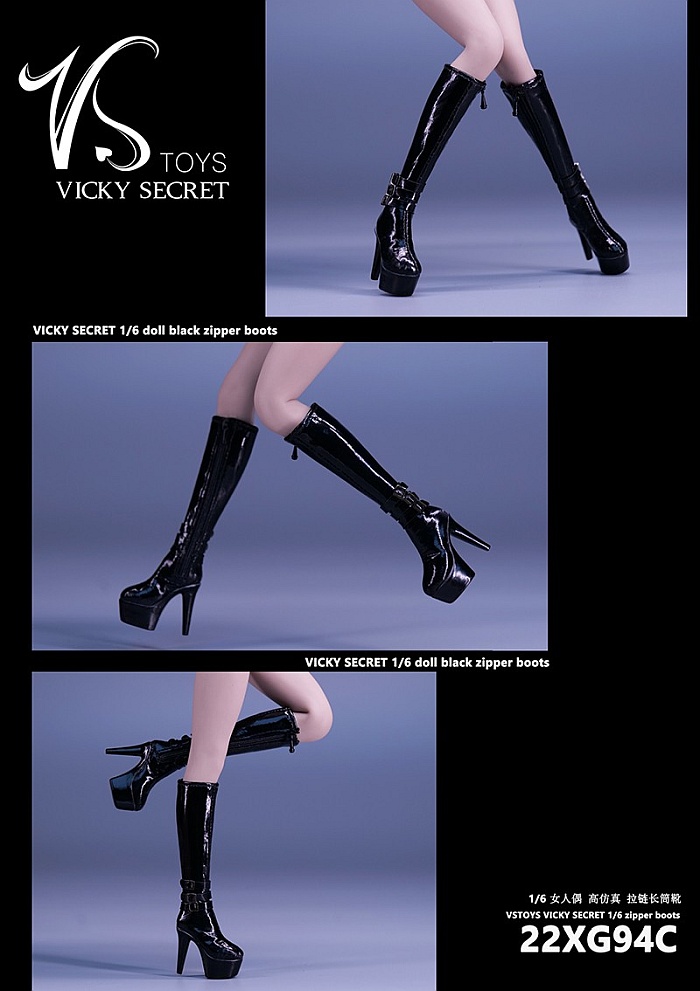 Female High Zipper Boots - black