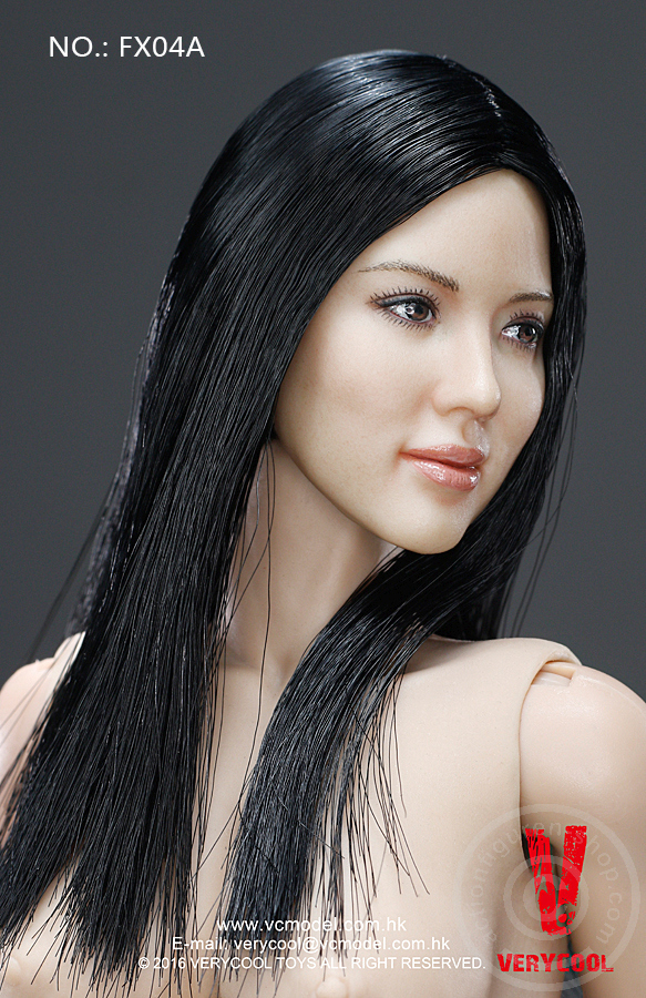 VCFX04A-04hGTNieEzk2ezX Female Body with Head - schwarze glatte Haare