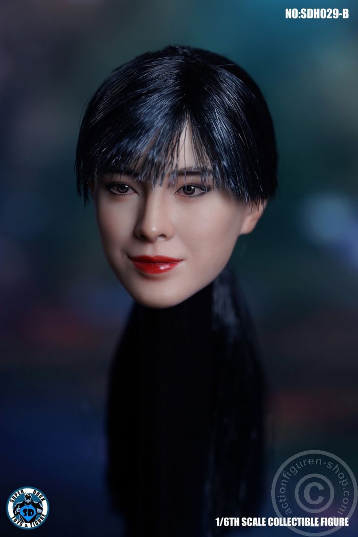 Female Head - long black Braid Hair