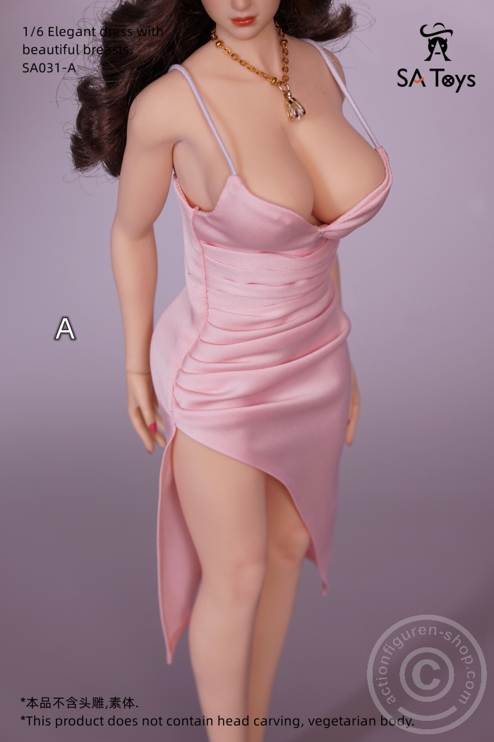 SATSA031A-02 Elegant Dress w/ great Dekoltee - pink
