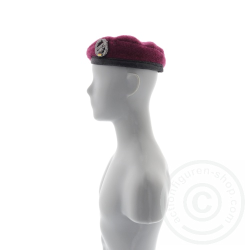 AFSb04-04 Barett - FJ - Bundeswehr - wein-rot mit Abzeichen