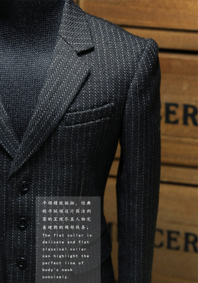 Mens striped Suit Set - light-grey