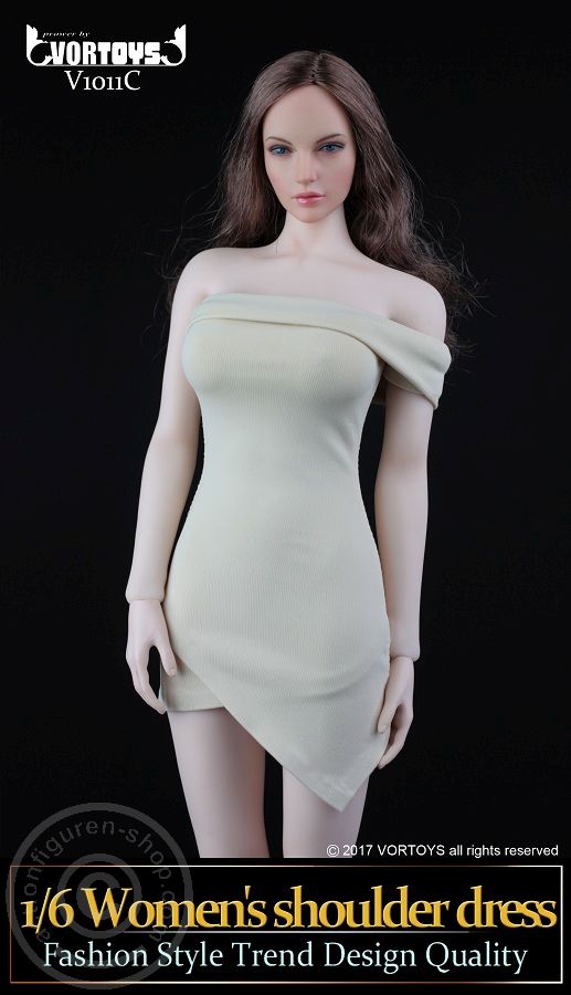 Womens Shoulder Dress - Creme