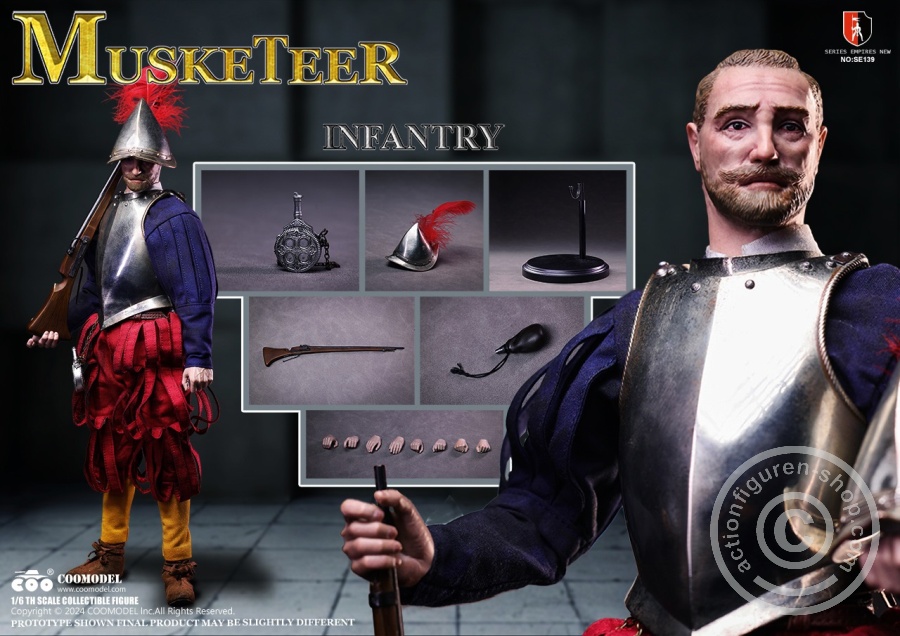 Spanish Conquiastador - Musketeer - (Nickel Silver Edition) - Series Of Empires - in 1/6 scale Spanish Conquiastador - Musketeer - (Nickel Silver Edition) - Series Of Empires - in 1/6 scale
