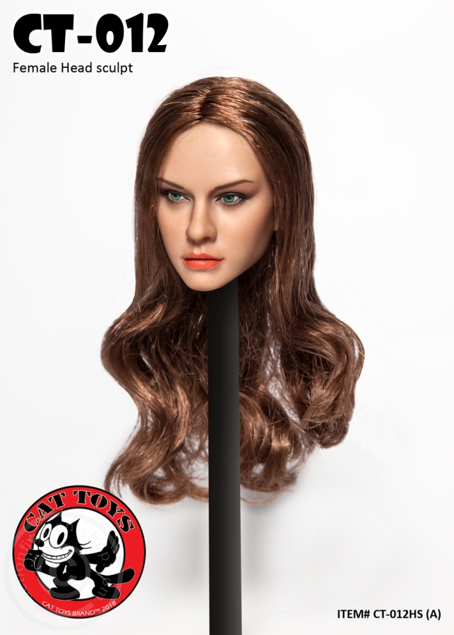 CAT012A-01 Female Head - long Brown Hair