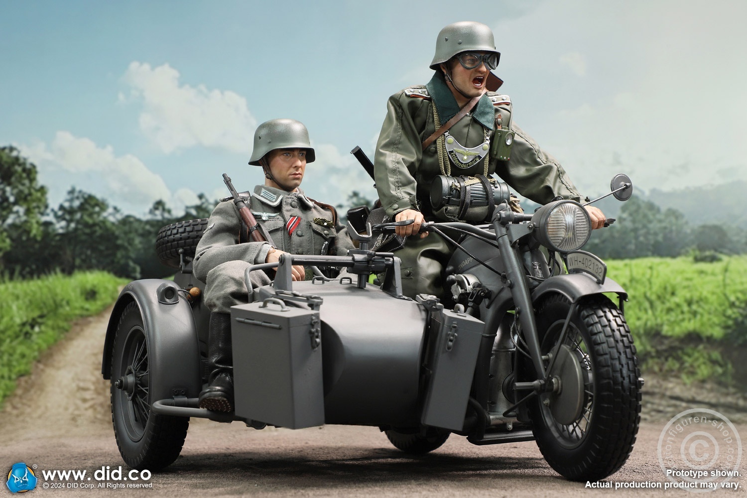 German Zündapp KS 750 Motorcycle with sidecar (Grey) - in 1/6 scale