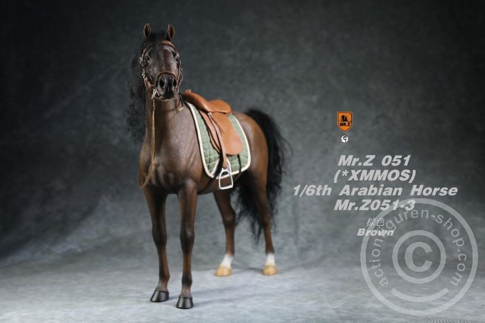 MRZ051-03-04 Arabian Horse w/ full European Harness - dark-brown