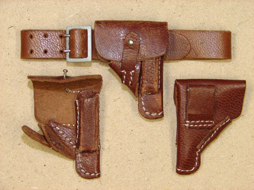 Offiziers Gürtel mit Holster - Braun