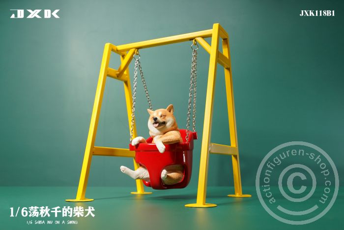JxK118B1-02 Shiba Inu On A Swing - light-brown