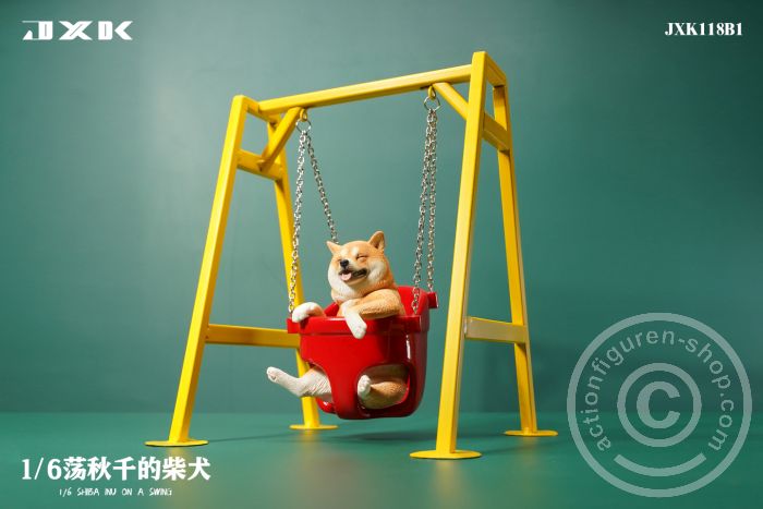 Shiba Inu On A Swing - light-brown