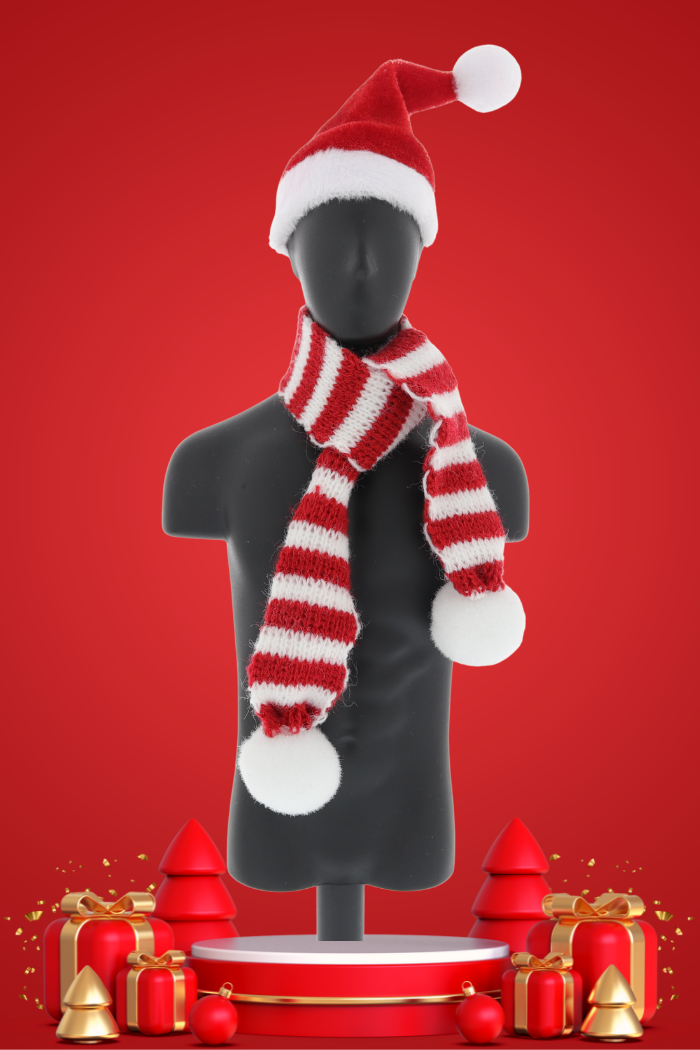 Santa Hat & Scarf Set - in 1/6 scale