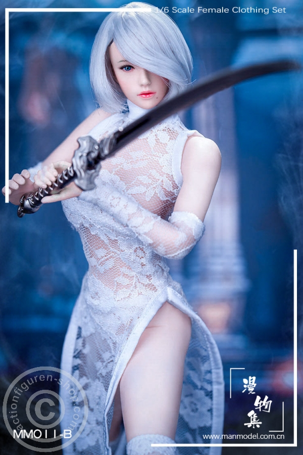 MaM11B-05 MISS Lace Cheongsam Set - weiß