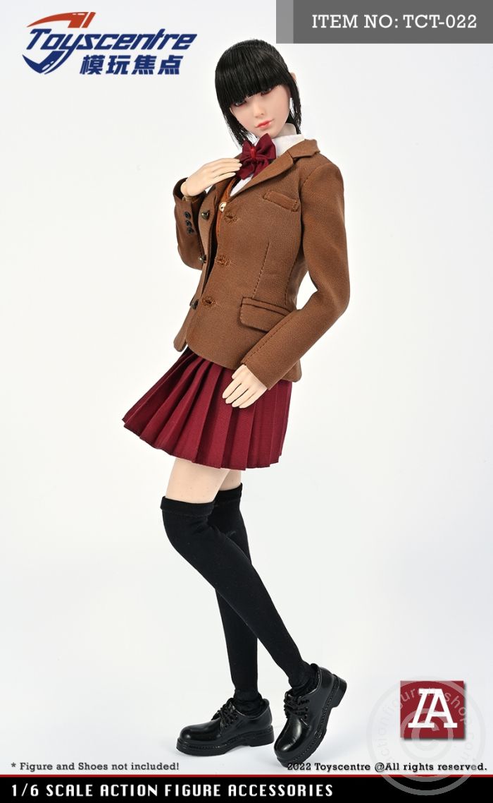 TCT022A-02 Female High School Uniform Set w/ red Skirt