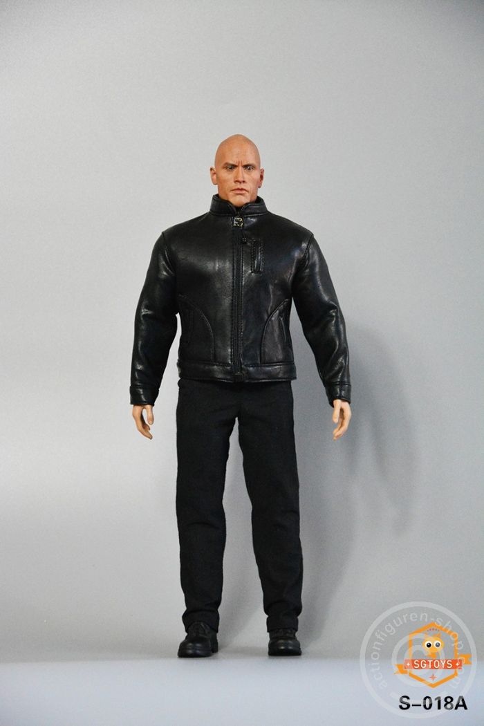 Strong Body Cloth & Leather Jacket Set - Black